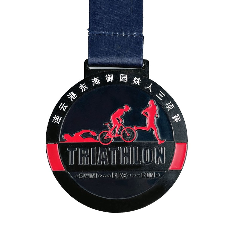 Benutzerdefinierte Metallgravierte kühle Sport Emaille Medaille Triathlon Medaillen 3D