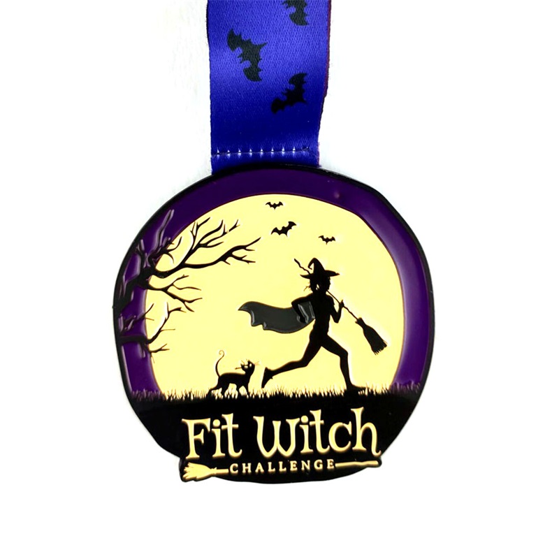 Customized Metal 3D -Medaillen für Sportveranstaltungen mit Band Anhänger Luminous Metal Sport Medaille Halloween Shine in the Dark Medal