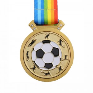 Gag Design Metal 3D Logo Football Soccer Race Sports Gold Award Medaille Factory Custom Medal mit Band