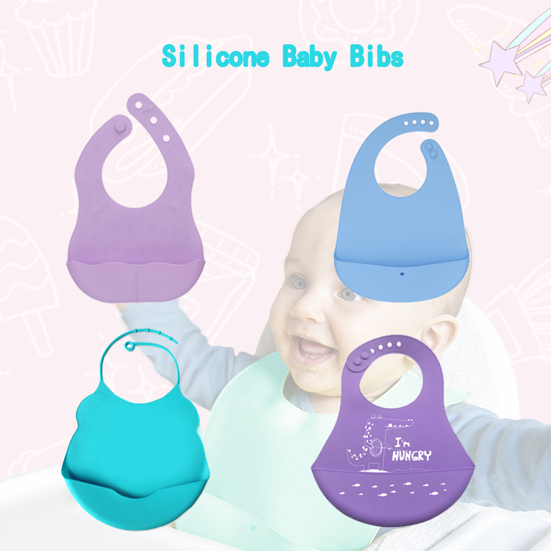 Baby Silikon -Lätzchen, Silikon -Baby -Lätzchen für Jungen und Mädchen, verstellbare weiche wasserdichte Lätzchen, Silikon -Fütterungslätzchen