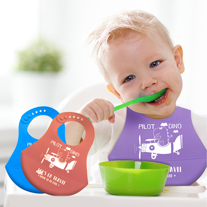 Wasserdichtes Silikon -Baby -Lätzchen schlank und leicht für Säuglinge und Kleinkinder verstellbare weiche Silikon -Fütterungs -Lätzchen mit Lebensmittelsammeltaschen, Unisex, kein Durcheinander