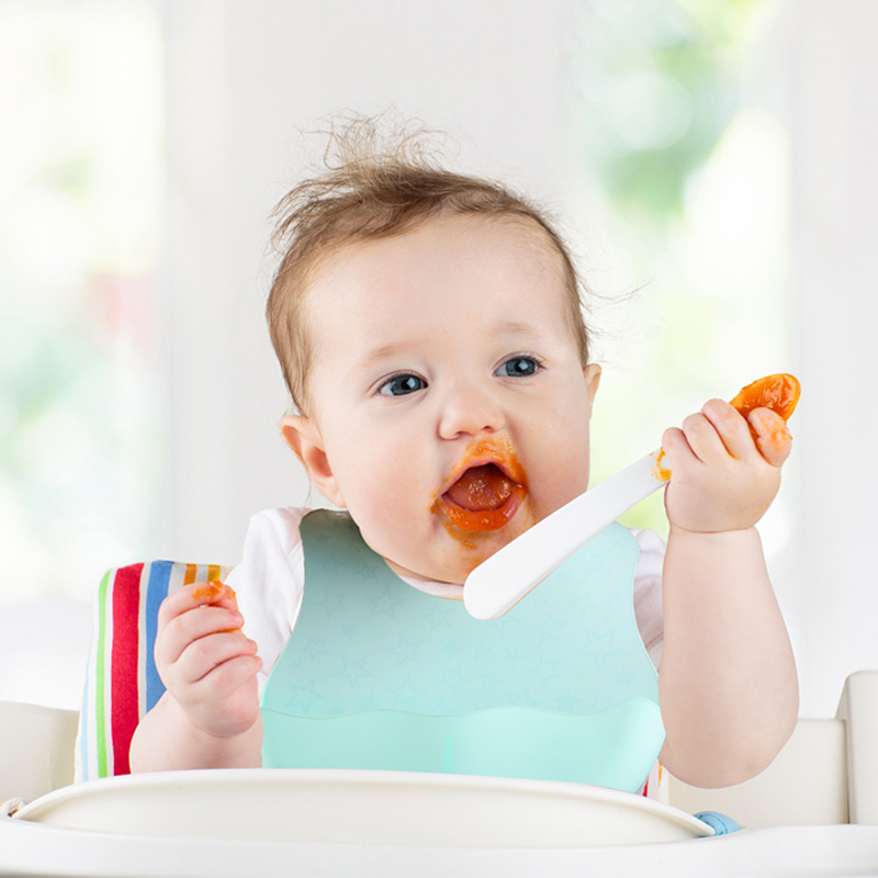 Lebensmittel-Grade-Silikon-Kinder-Sabbern, runde Schnalle Verstellbare weiche Silikon-Baby-Lätzchen, wasserdicht und langlebig, leicht zu reinigen