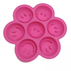 Molde Redondo de Silicona Para Cubitos de Hielo, Con 7 Ofificios, Con Rejilla de Hielo, Cara Sonriente Creativa