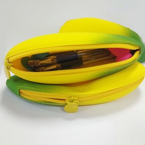 Niedliche Silikon -Bananenform -Bleistift -Beutel -Münzbeutelschlüsselbeutel, Lebensmittelqualität Silikon wasserdicht und langlebig