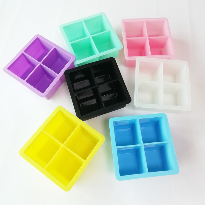 Silikon Eiswürfel -Tablett Combo Round Hockeykugel Kugel Eiswürfelschale (4pcs runde Eiswürfel schwarz)