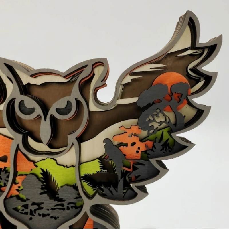 3D Animal Owl Holzornamente