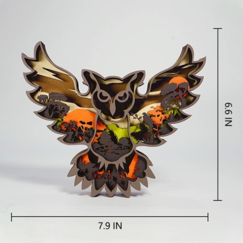 3D Animal Owl Holzornamente