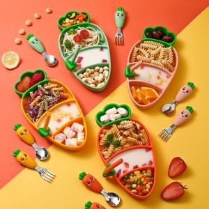 Radieschen Teller Silikon Kinder \\\\\\\\ s Bowl Saugnapfbecher Kinder \\\\\\\\ s Tablayware Baby Auxiliary Food Bowl -Kompartmentplatte