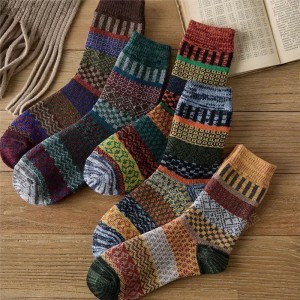 Unisex dicke Crew Winter Wollsocken Outdoor Wanderkissen Terry Socken Merinos Wolle Acryl Mode Socken