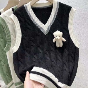 Gestrickte Weste Damen Frühling und Herbst Pullover