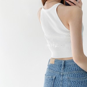 Neue Sommer -Retro -Weste Hosenträgerinnen von Frauen von Frauen, die ärmelloses gestrickter Pullover kurzer Weste Pullover