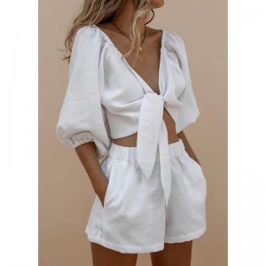 Frauen schnüren Top&Shorts Set