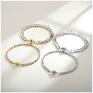 Europa und die United States Trend Titanium Stahlquadrat Zirkon in Windhand Ornamente Edelstahl Klauenstein Einreihe Diamant Frauen Magnet Schnalle Armband