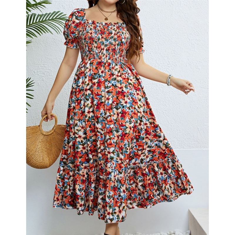 Plus Size Summer Fashion Print Women Kleid