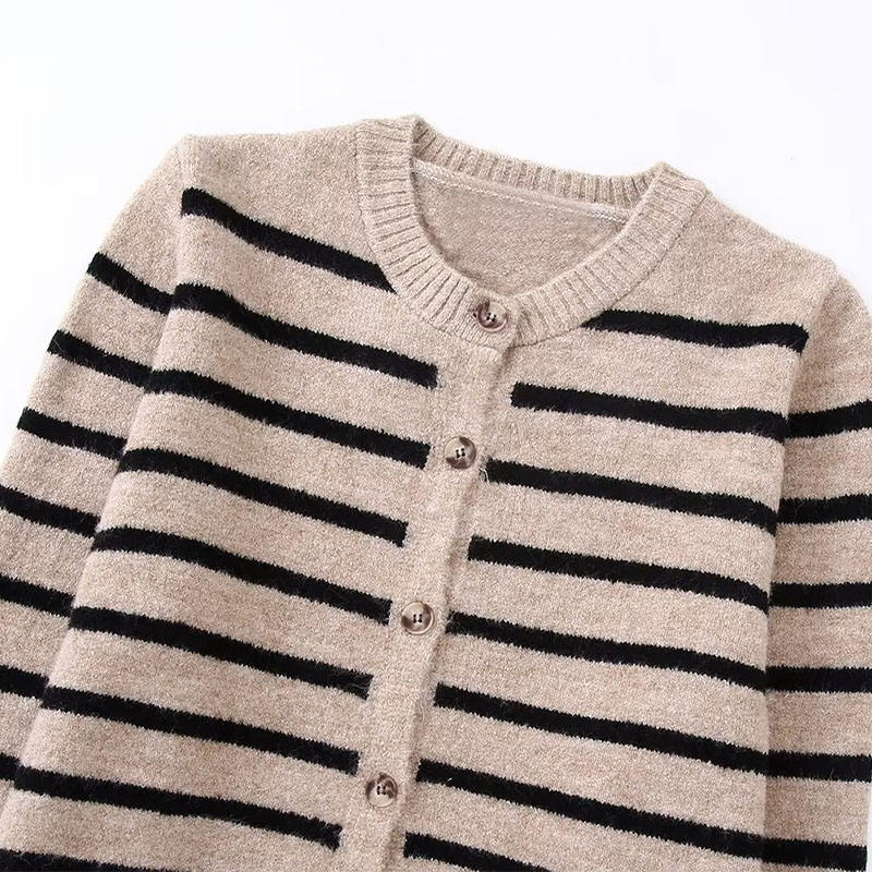 Herbst New Mode Striped Strick Sweater Strickjacken Vintage Long Sleeve Button up weibliche Pullover