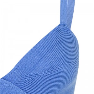 OEM Sommer Holiday Party sexy Ausschnitt Taille Cross Effect Casual Custom Custom Solid Color Stick Mini Kleider Frauen Frauen