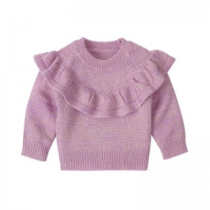 Babykleidung Mädchen Langarm Strick Rüschen Pullover Feste Farbstrickmuster Baby Girls Pullover