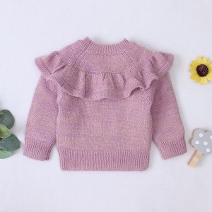 Babykleidung Mädchen Langarm Strick Rüschen Pullover Feste Farbstrickmuster Baby Girls Pullover