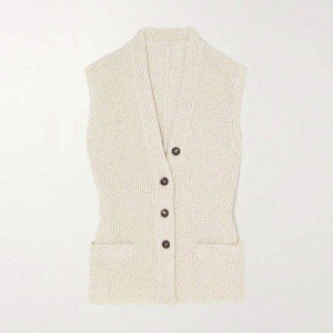 Strickwarenfabrik Custom 2023 Frauen Kleidung Sommerkleidung ärmellose Pullover Hals Pullover Strickpullover