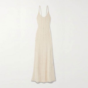 Strickwarenhersteller kundenspezifische runde Hals Schlinge höhle out Rückenless sexy Frauen Strickkleid gestrickt