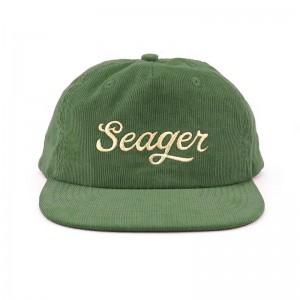 Cord 5 Panel Sticklogo -Kappen unstrukturierte Snapback -Hüte in Schüttung