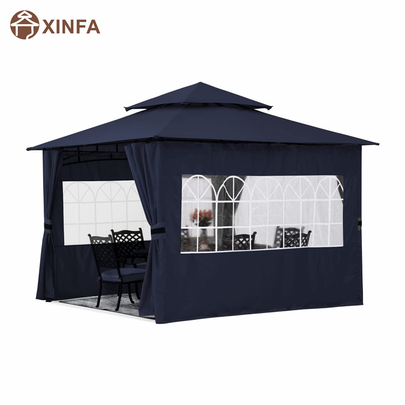 10'x10 'Outdoor Pavillebo für Terrasse mit Kirchenfenster Seitenwänden, blau