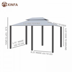 10 \\\\ \'x 13 \\\\\' 2-stufiger Stahlrahmen Pavillon für Terrasse Weiche Top Pavillebo Outdoor Pergola mit Vorhängen, Salbei grau