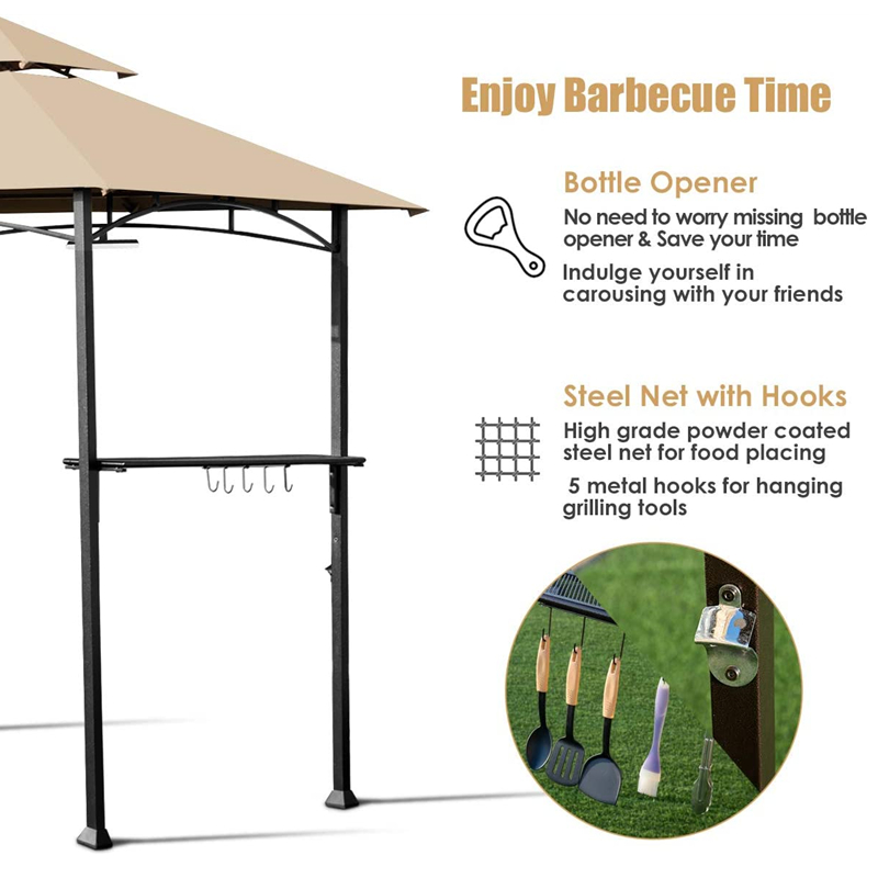 8 \\ 'x 5 \\' 2-tierende Baldachin Top Grill Pavillon Outdoor Terrasse Grill-Pavillon-Tierheim mit stabilem Stahlrahmen