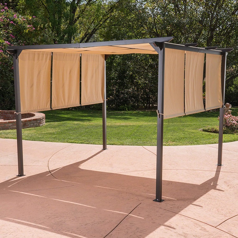 10 \\ 'x 10 \\' Outdoor Retractable Pergola Pavillon Tent Home Dione Outdoor Stahl gerahmt, braun