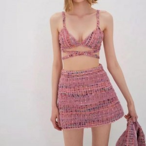 Retro -Temperament kleiner Duftanzug Tweed Slim Rock Anzug