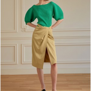 Französischer Urlaubsstil Faltenschlitzrock Frauen 2023neuer All-Match-Rock