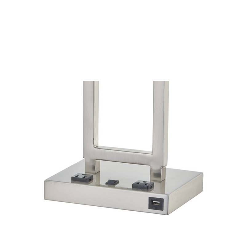 Gatsby -Schreibtischlampe mit gebürstetem Nickelfinish, zwei Filialen, A auf/Off -Rockerschalter und einem USB -Anschluss