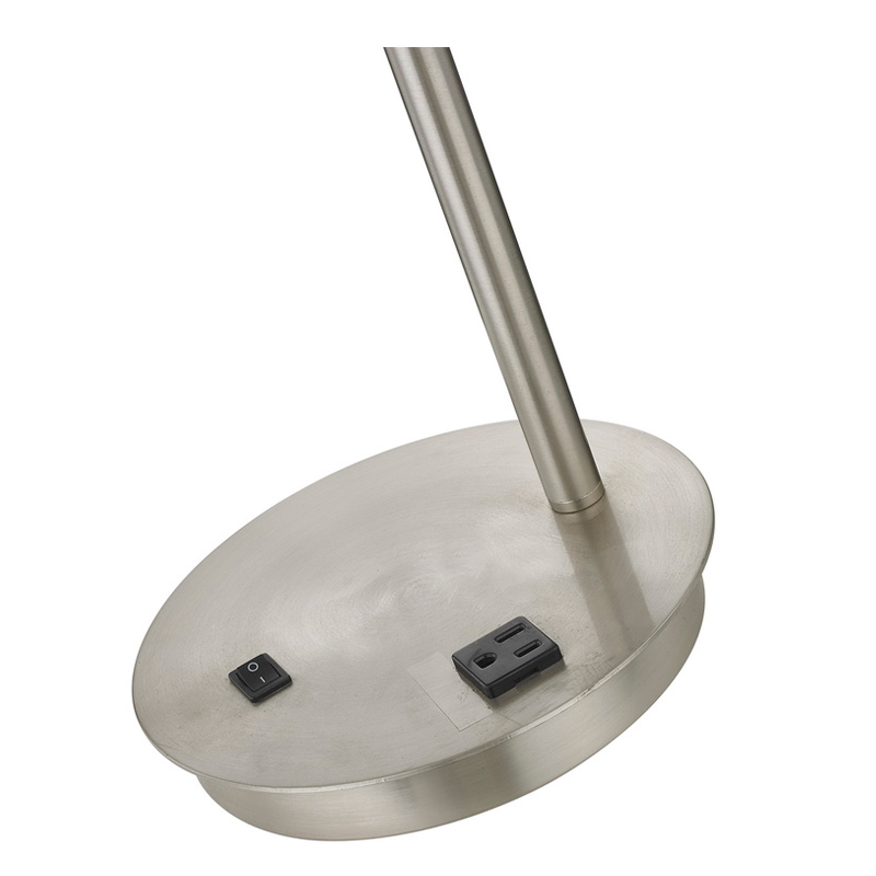 Corbel -Schreibtischlampe mit gebürstetem Nickel -Finish, A auf/Off -Rockerschalter und einem bequemen Outlet im Gästezimmer