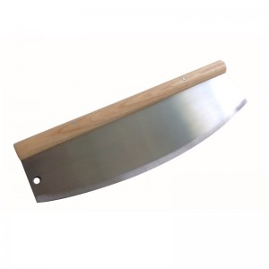 China Factory 304 Edelstahl Pizza Cutter Pizza Slicer Pizza Rocker mit Holzgriff