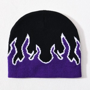 Großhandel Skull Ski Acrylgestricke Hip Hip Hop Mangediert über Druckdesign Custom Logo Unisex Winter Jacquard Flame Beanie
