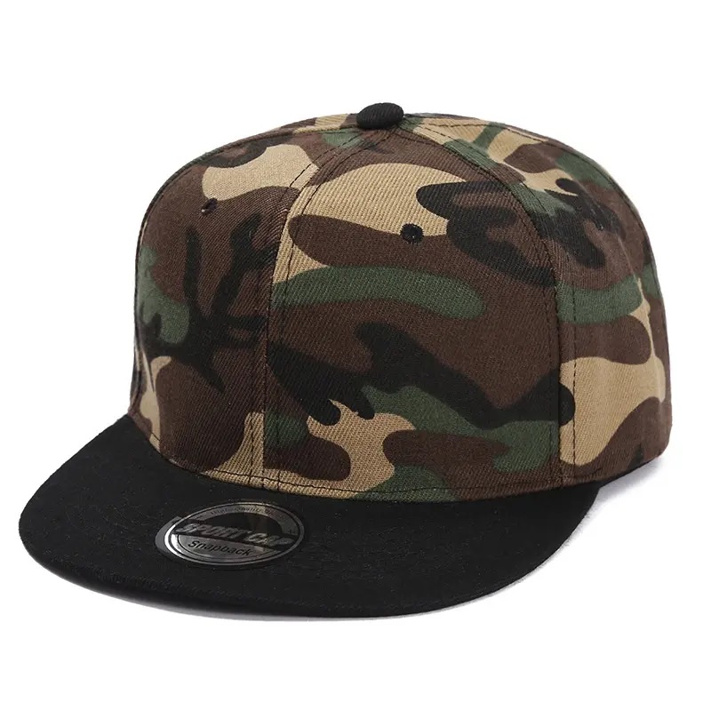 Customized Logo Solid Color Hut Camo Light Plate flach entlang der Baseballmütze Männer und Frauen Sommer Hip Hop Skateboard Snapback Caps