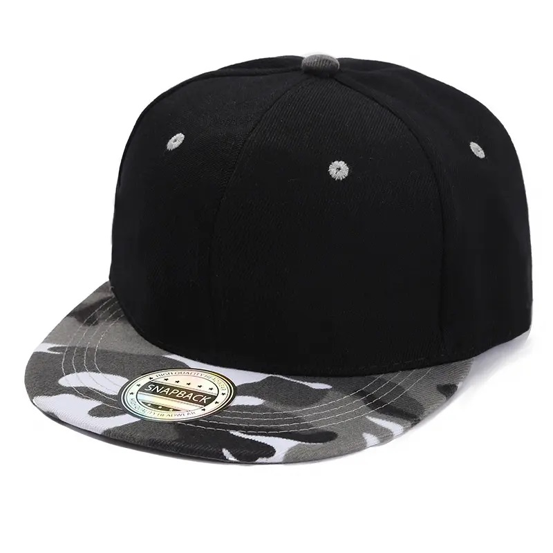 Customized Logo Solid Color Hut Camo Light Plate flach entlang der Baseballmütze Männer und Frauen Sommer Hip Hop Skateboard Snapback Caps