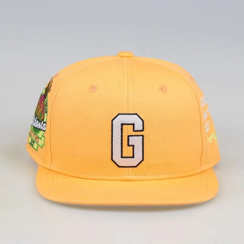 Hergestellt in China Sechs Panel Snapback Baseball Cap für Männer Custom Gorras Snapbacks Stickereien Gelb gelb