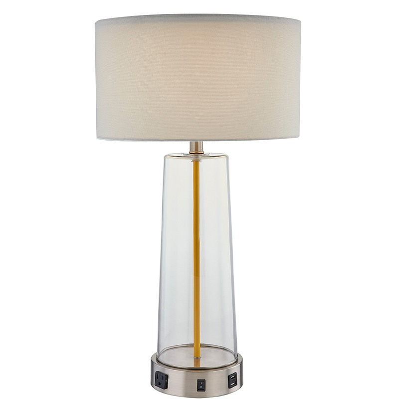 Home2 Hotel Glass Tischlampe mit einem/off -Rocker -Schalter, einem bequemen Outlet und einem USB -Ladehafen im Hotel Gaeteroom