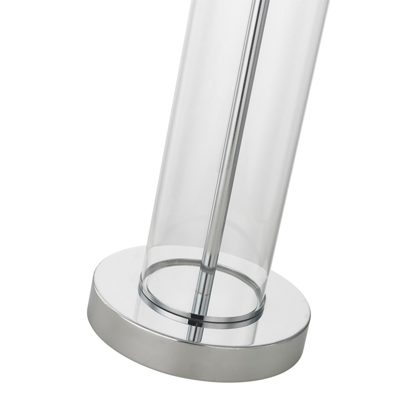 Clear Glas Tischlampe mit poliertem Chrom Finish im Hotel Gästezimmer