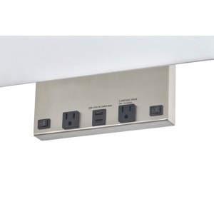 Eagles Landing Hotel Rechteckige Wandlampe mit gebürstetem Nickel -Finish, zwei auf/Off -Rocker -Schalter, zwei bequemen Outlets und ein Dual -USB -Hafen im Hotel Guestroom