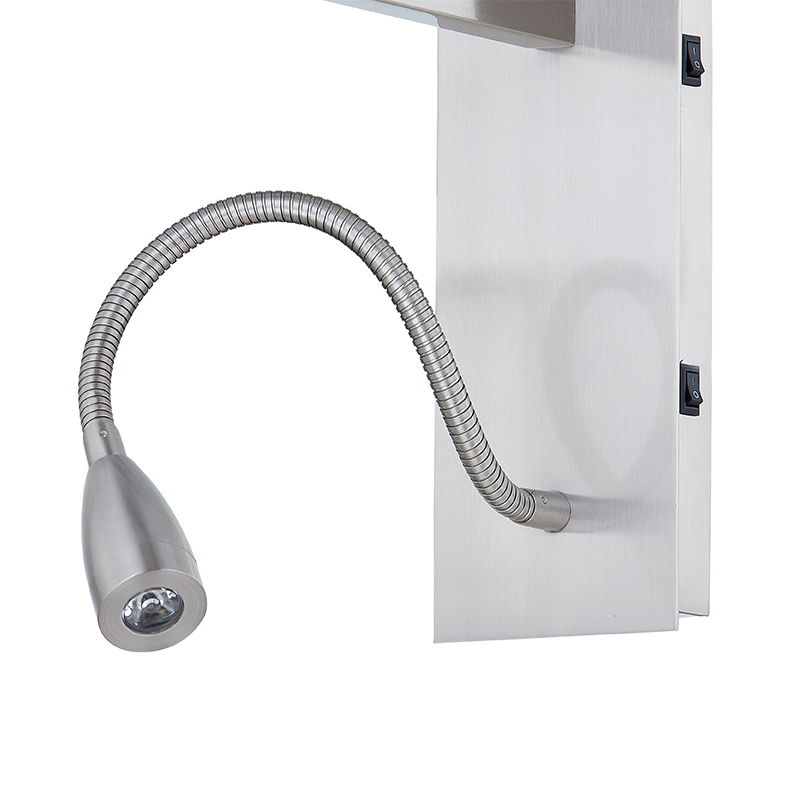 Hospitality Hotel Handwandlampe mit gebürstetem Nickelfinish und rechteckiger Stoffton im Hotel typisch Gästezimmer