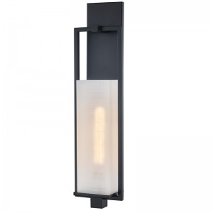 Hospitality Hotel Wall Sconce mit mattschwarzem Finish und rechteckiger Leinenmuster Acrylschatten im Hotel Typischer Korridor