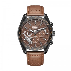 Baogela Neue Luxus -Männer Sport Quarz männlicher Chronographen Kalender Japan Bewegung 50BAR Top Brand Uhr Echtes Leder Armbandwatch 22804