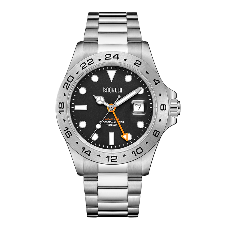 Baogela Männer Luxus Uhr 304 Edelstahl Schweizer Bewegung Luminöser Zifferblatt 50Bar Ashion Business Relogio Maskulino Armbandwatch 22806