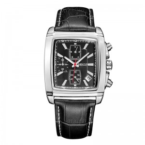 Baogela Rechteck -Zifferblatt Leder -Armband Uhr für Männer lässig Blau Chronographen Quarz Uhren Man Army Watchwatch Montre Reloj часы мжжжжжorg 22607