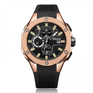 Baogela Luxusbrand Männer Silicone Sports Uhren Modearmee Watch Man Chronograph Quarz Armbanduhr Relogio Maskulino Rose 22608