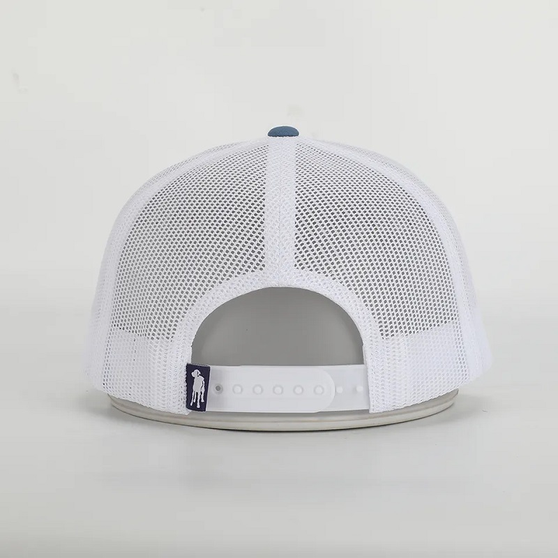 Benutzerdefinierte hochwertige 6 Panel Richardson 112 Cap Style Baumwollstrukturstrukturer Mesh Trucker Hut mit Lederfleck