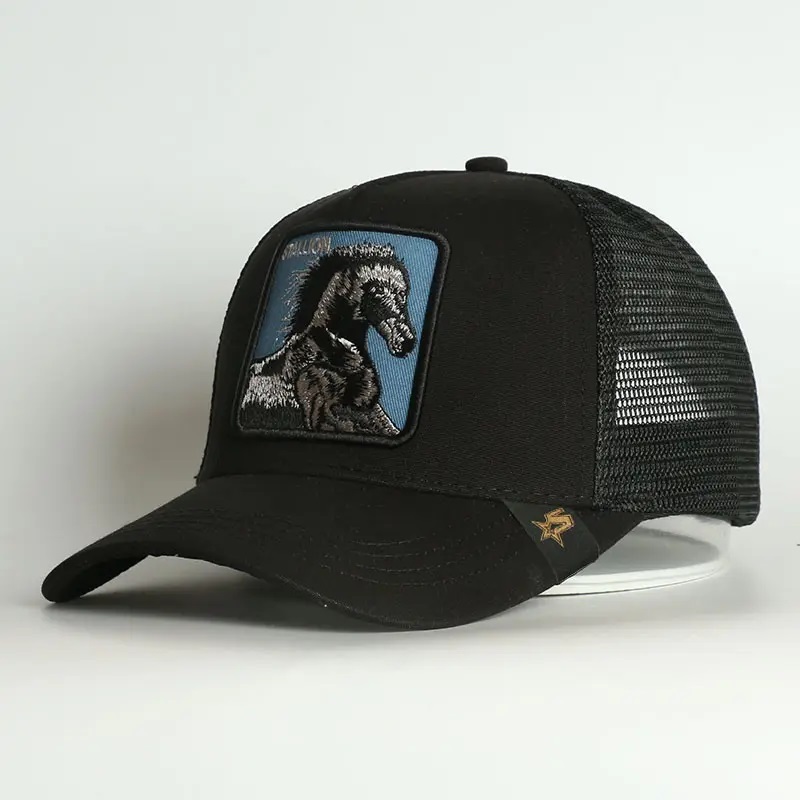 Sportkappen Gorras de Beisbol Männer Baumwoll Design Ihr eigenes Stickerei Custom Horse Logo Trucker Caps Hut