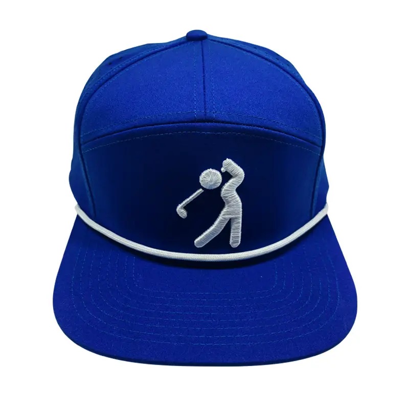 Benutzerdefinierte hochwertige 7 Panel perforierte Hut, Herren 3d Sticklogo Baseballkappe mit Seil